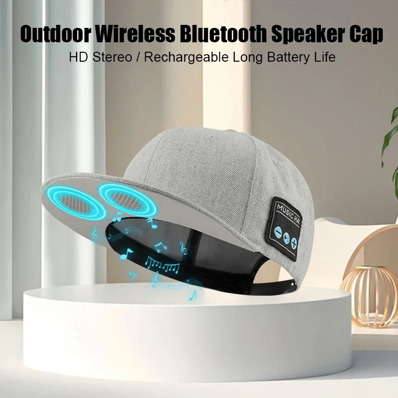 Bluetooth Sports Music Hat Headphone Dual Speaker with Mic Adjustable Baseball Cap