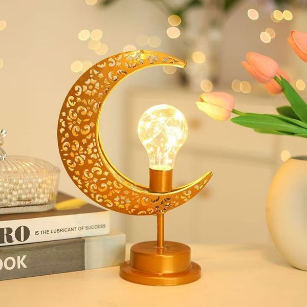 Cross-Border Castle Moon Lamp Led Star Lamp Decorative Lamp Golden Muslim Moon Ornaments Atmosphere Decorative Lamp
