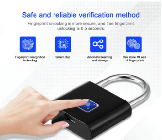 Mini Keyless Smart Security Lock Fingerprint Padlock For Cabinet Box Waterproof Fingerprint Padlock